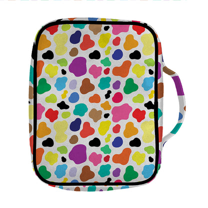 Colorful Cow Pattern Print Front Pocket Bible Bag