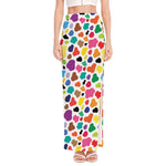 Colorful Cow Pattern Print High Slit Maxi Skirt