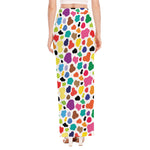 Colorful Cow Pattern Print High Slit Maxi Skirt