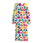 Colorful Cow Pattern Print Hooded Bathrobe