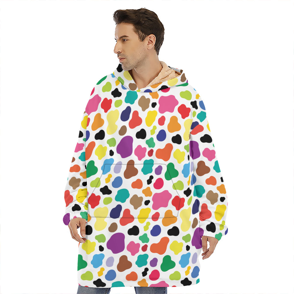Colorful Cow Pattern Print Hoodie Blanket