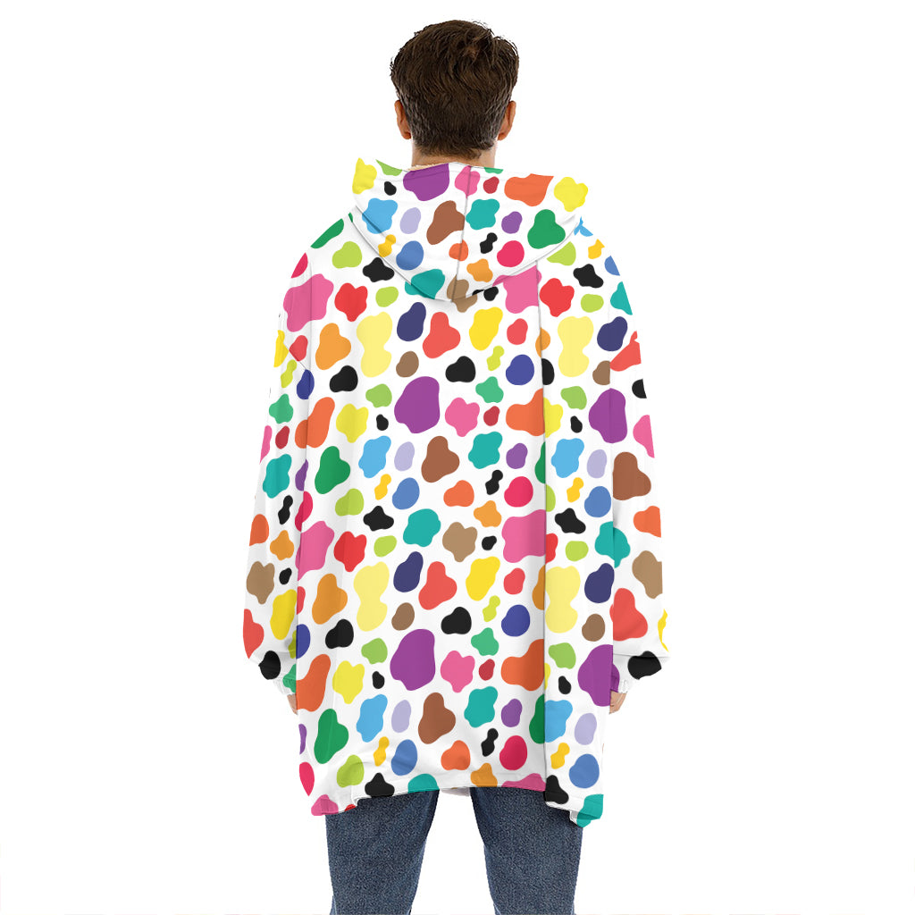 Colorful Cow Pattern Print Hoodie Blanket
