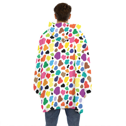 Colorful Cow Pattern Print Hoodie Blanket