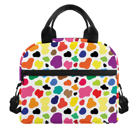 Colorful Cow Pattern Print Insulated Lunch Bag