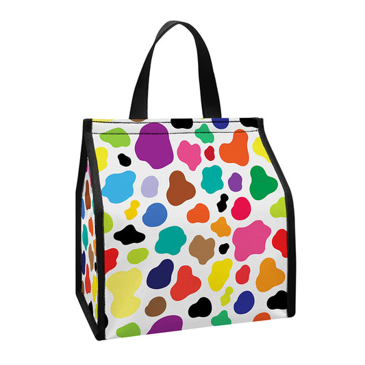 Colorful Cow Pattern Print Insulated Lunch Tote