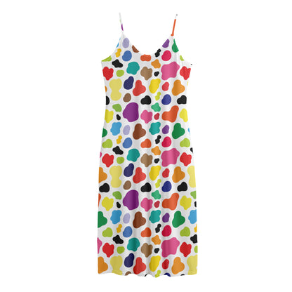 Colorful Cow Pattern Print Jersey Midi Cami Dress
