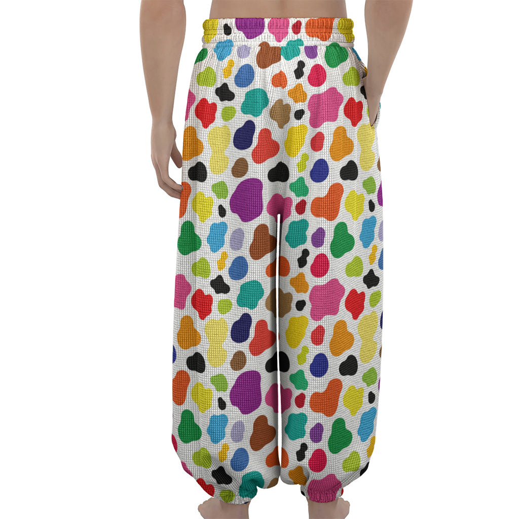 Colorful Cow Pattern Print Lantern Pants