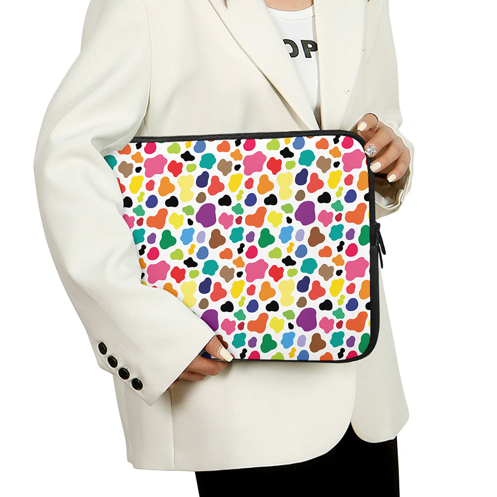 Colorful Cow Pattern Print Laptop Sleeve