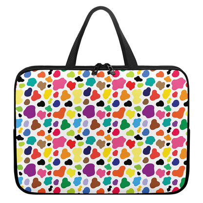 Colorful Cow Pattern Print Laptop Sleeve With Handle