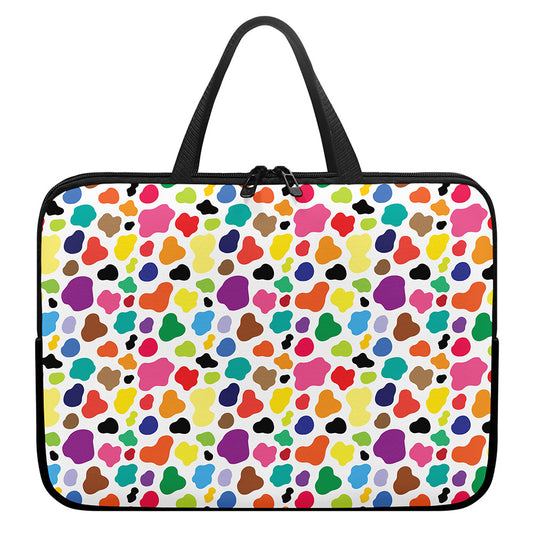 Colorful Cow Pattern Print Laptop Sleeve With Handle
