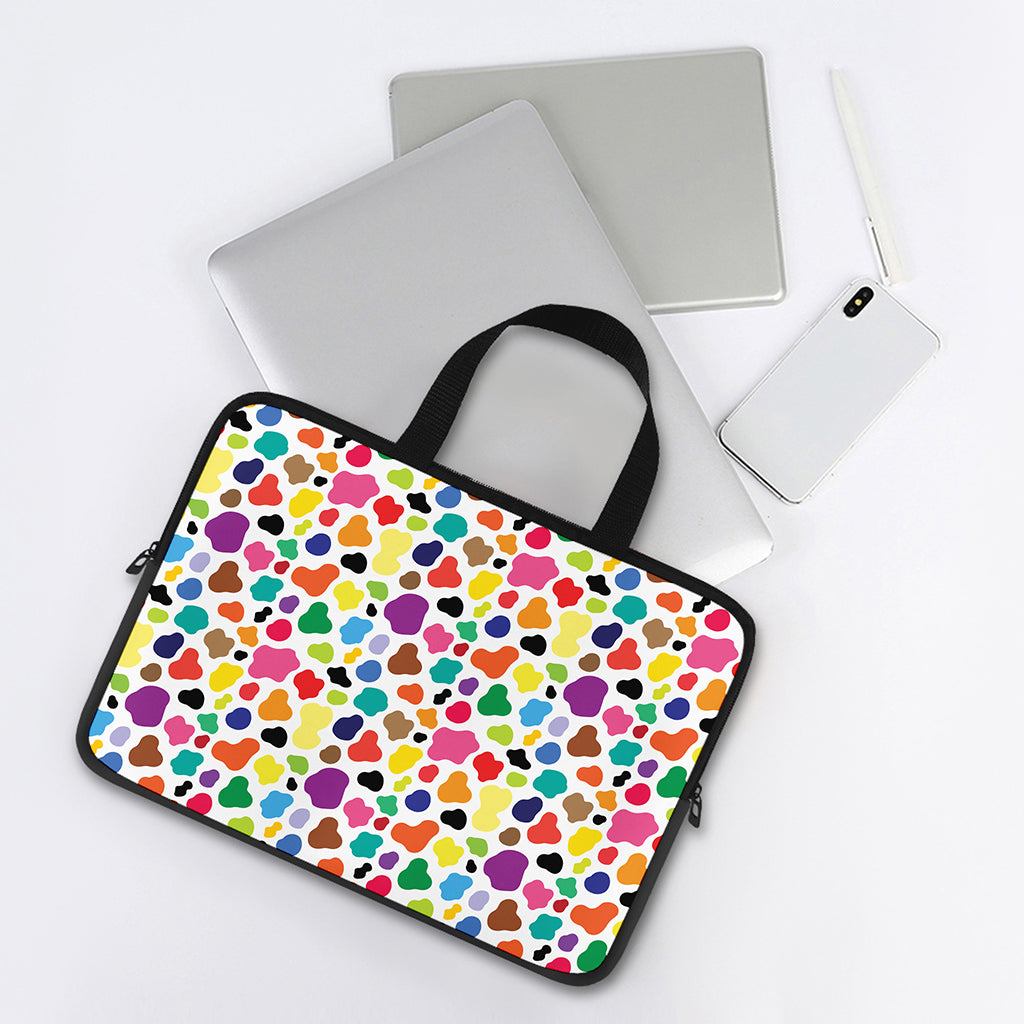 Colorful Cow Pattern Print Laptop Sleeve With Handle