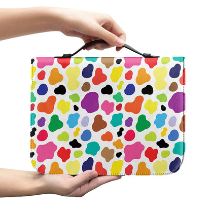 Colorful Cow Pattern Print Leather Bible Cover