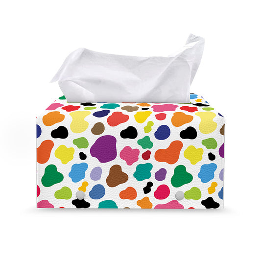 Colorful Cow Pattern Print Leather Tissue Box Cover