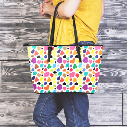 Colorful Cow Pattern Print Leather Tote Bag