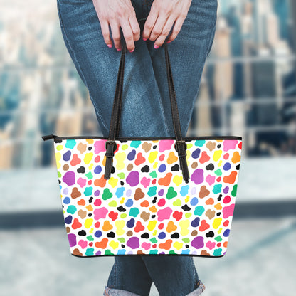 Colorful Cow Pattern Print Leather Tote Bag