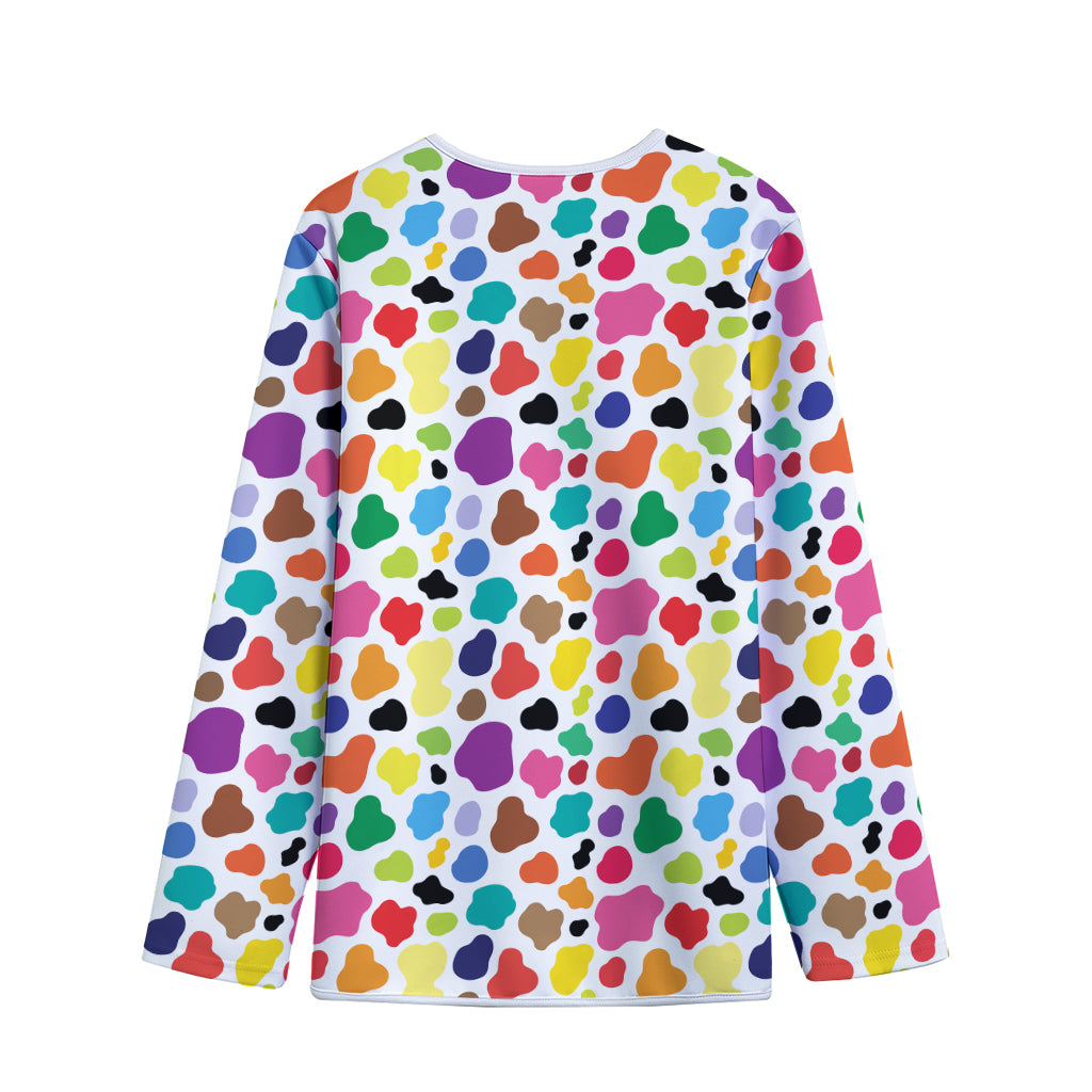 Colorful Cow Pattern Print Long Sleeve Short Coat