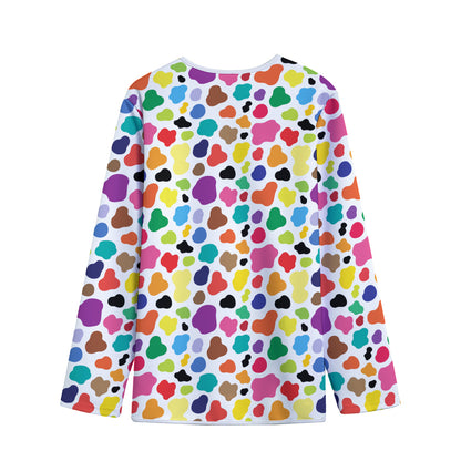 Colorful Cow Pattern Print Long Sleeve Short Coat