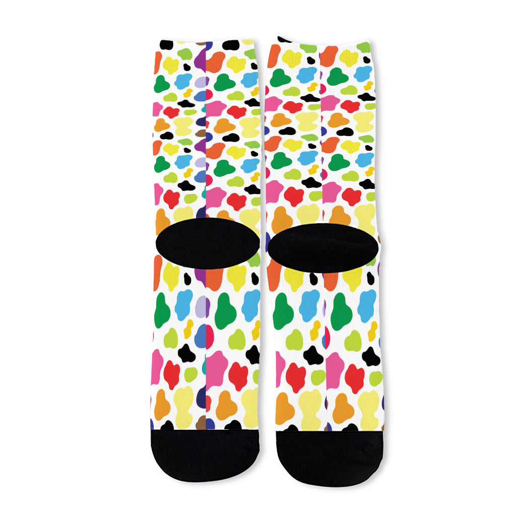 Colorful Cow Pattern Print Long Socks