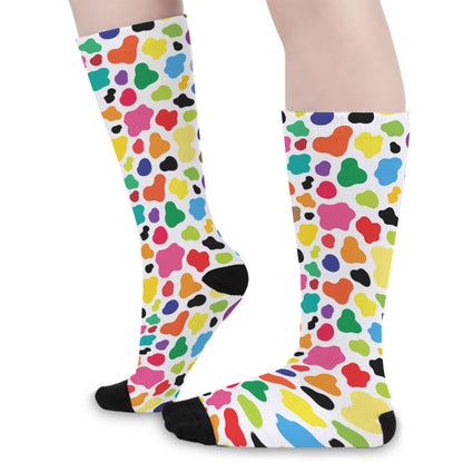 Colorful Cow Pattern Print Long Socks