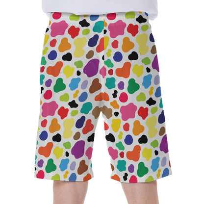 Colorful Cow Pattern Print Men's Beach Shorts
