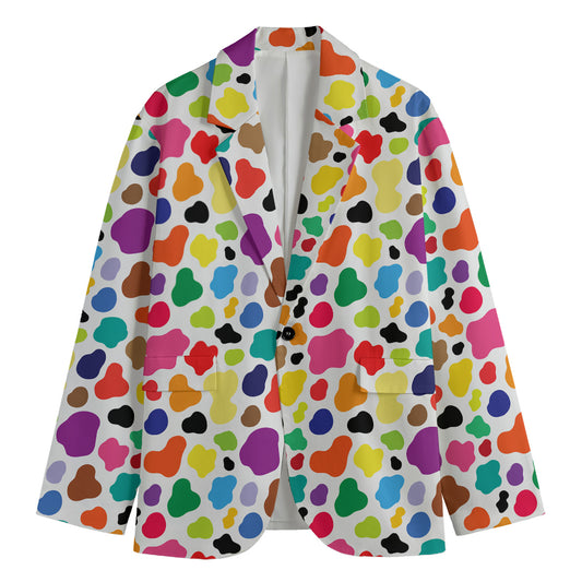 Colorful Cow Pattern Print Men's Blazer