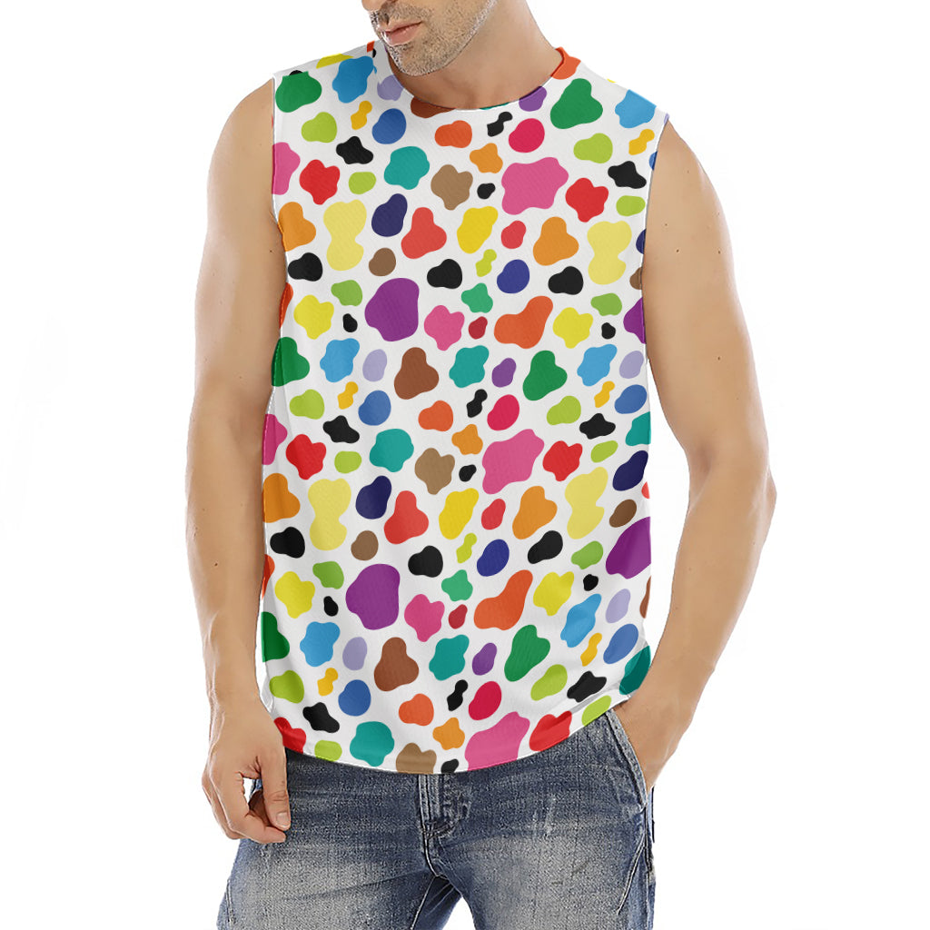 Colorful Cow Pattern Print Men's Fitness Tank Top