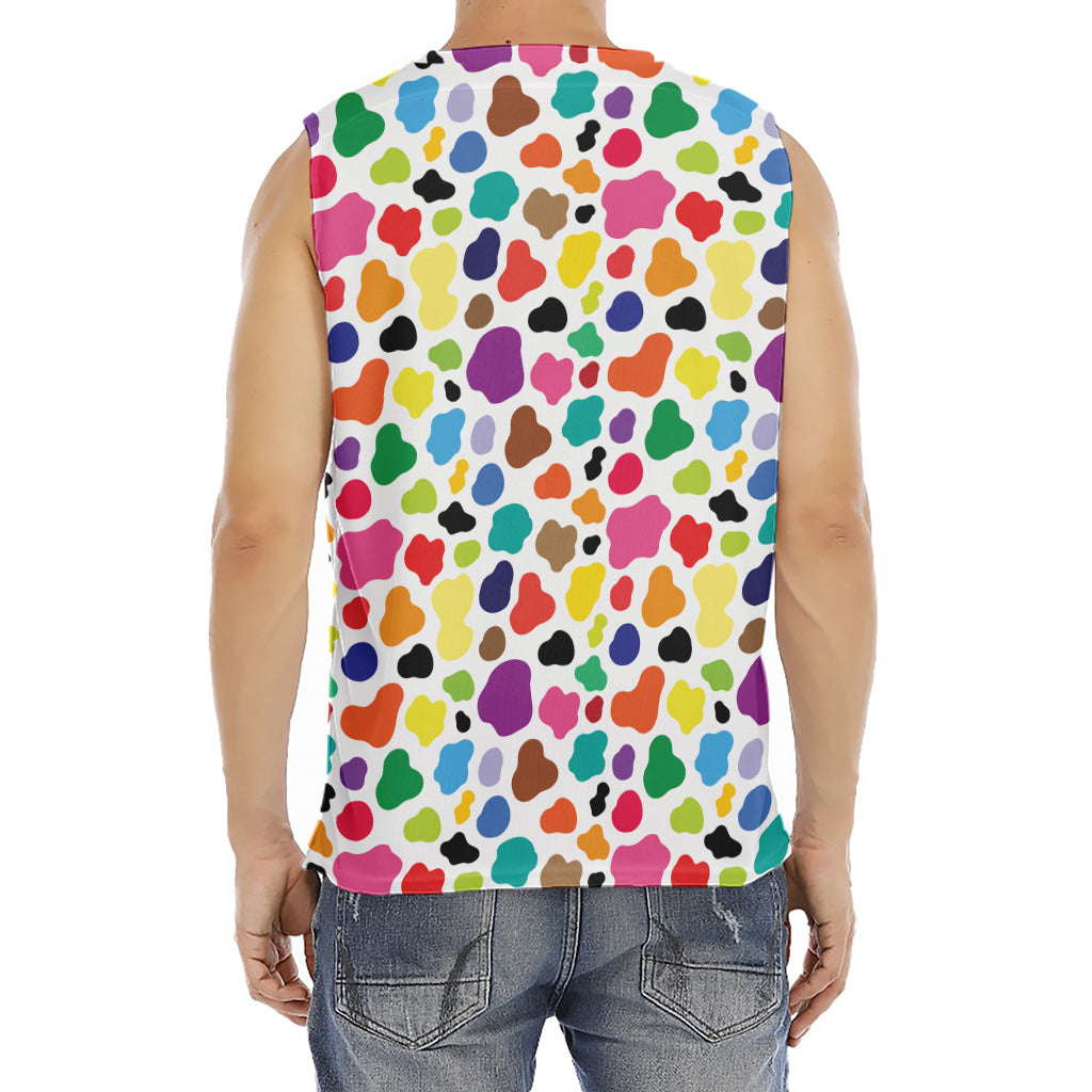Colorful Cow Pattern Print Men's Fitness Tank Top