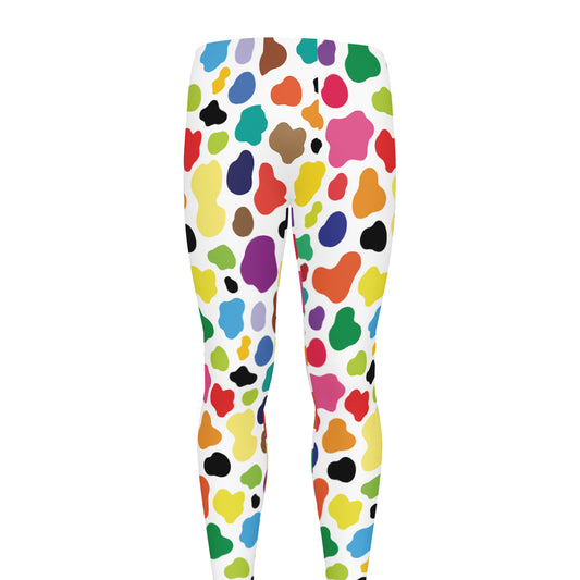 Colorful Cow Pattern Print Men's leggings