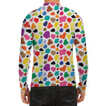 Colorful Cow Pattern Print Men's Long Sleeve Rash Guard