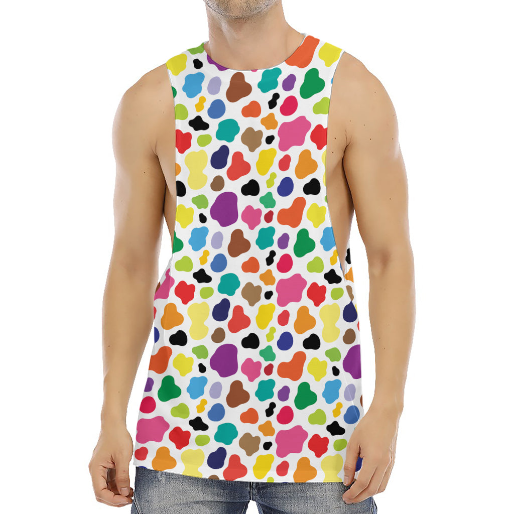 Colorful Cow Pattern Print Men's Muscle Tank Top