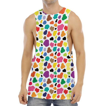 Colorful Cow Pattern Print Men's Muscle Tank Top
