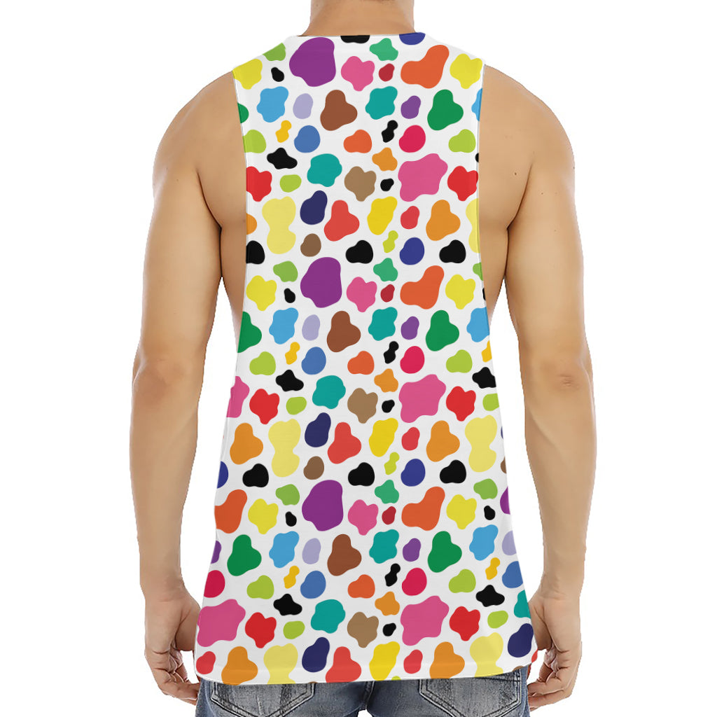 Colorful Cow Pattern Print Men's Muscle Tank Top