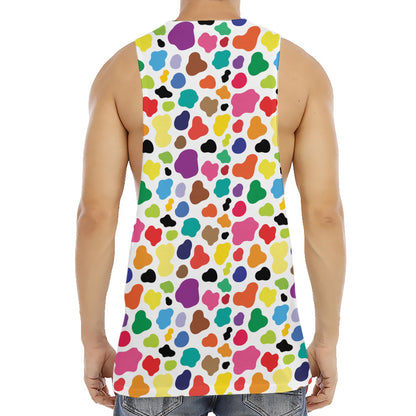 Colorful Cow Pattern Print Men's Muscle Tank Top