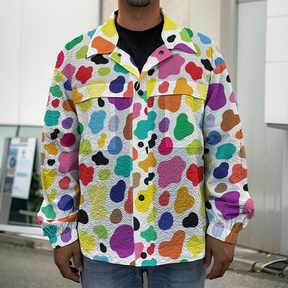 Colorful Cow Pattern Print Men's Shirt Jacket