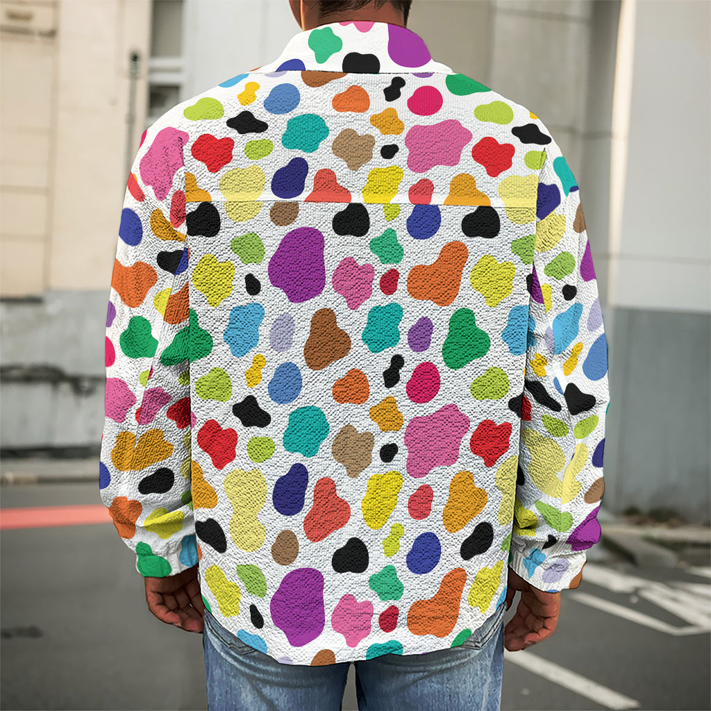 Colorful Cow Pattern Print Men's Shirt Jacket
