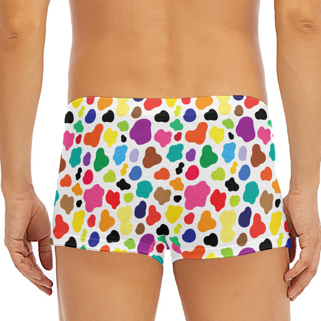 Colorful Cow Pattern Print Men's Short Boxer Briefs