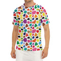 Colorful Cow Pattern Print Men's Short Sleeve Rash Guard