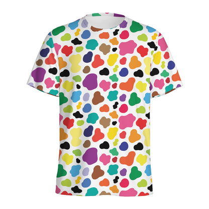 Colorful Cow Pattern Print Men's Sports T-Shirt