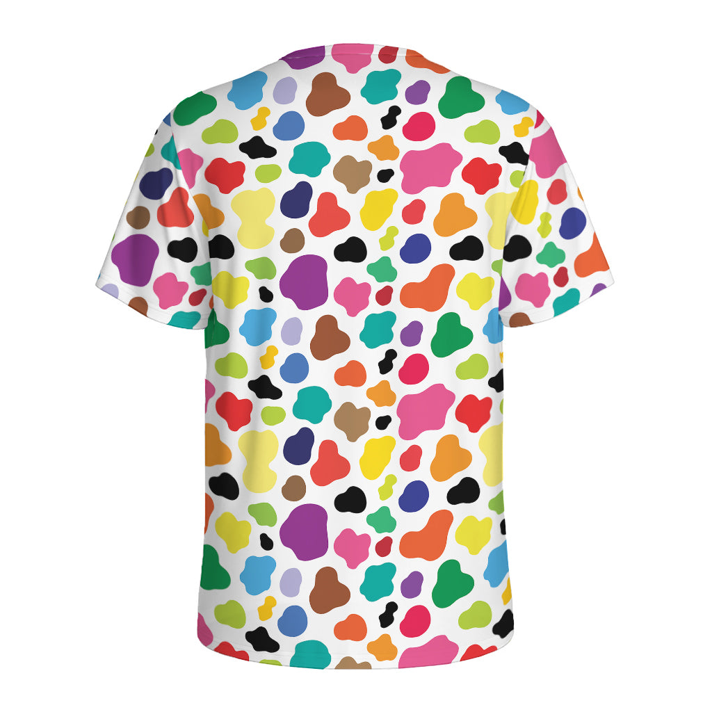 Colorful Cow Pattern Print Men's Sports T-Shirt