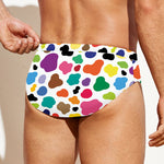 Colorful Cow Pattern Print Men's Swim Briefs
