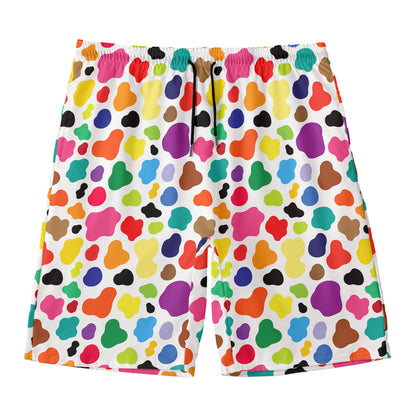 Colorful Cow Pattern Print Men's Swim Trunks