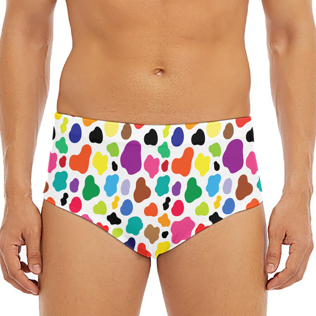 Colorful Cow Pattern Print Men's Triangle Swim Briefs