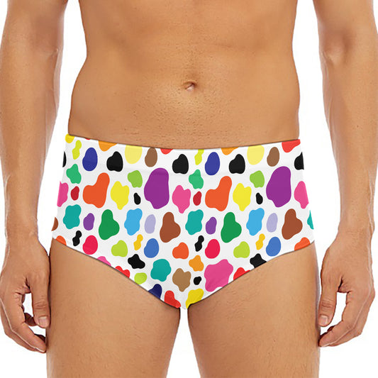 Colorful Cow Pattern Print Men's Triangle Swim Briefs