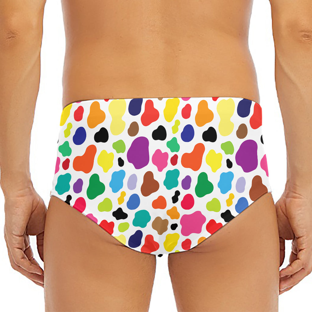 Colorful Cow Pattern Print Men's Triangle Swim Briefs