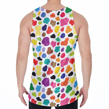 Colorful Cow Pattern Print Men's Velvet Tank Top