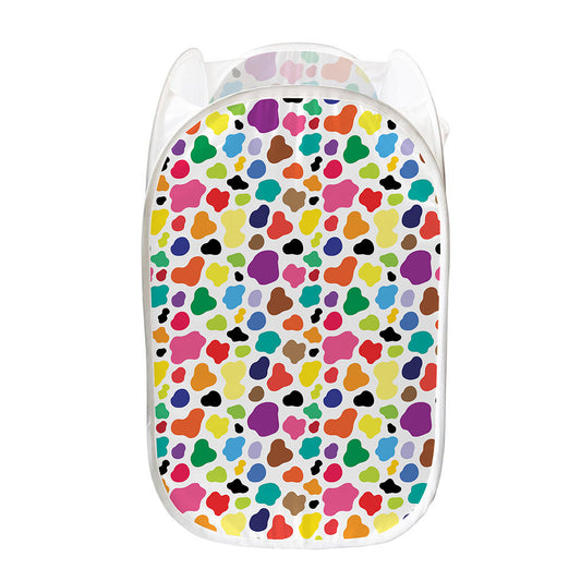 Colorful Cow Pattern Print Mesh Laundry Hamper