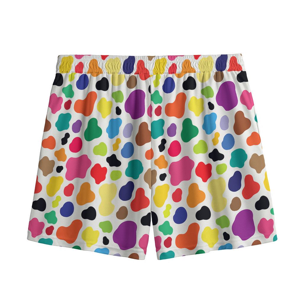 Colorful Cow Pattern Print Mesh Shorts