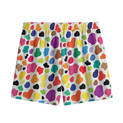 Colorful Cow Pattern Print Mesh Shorts