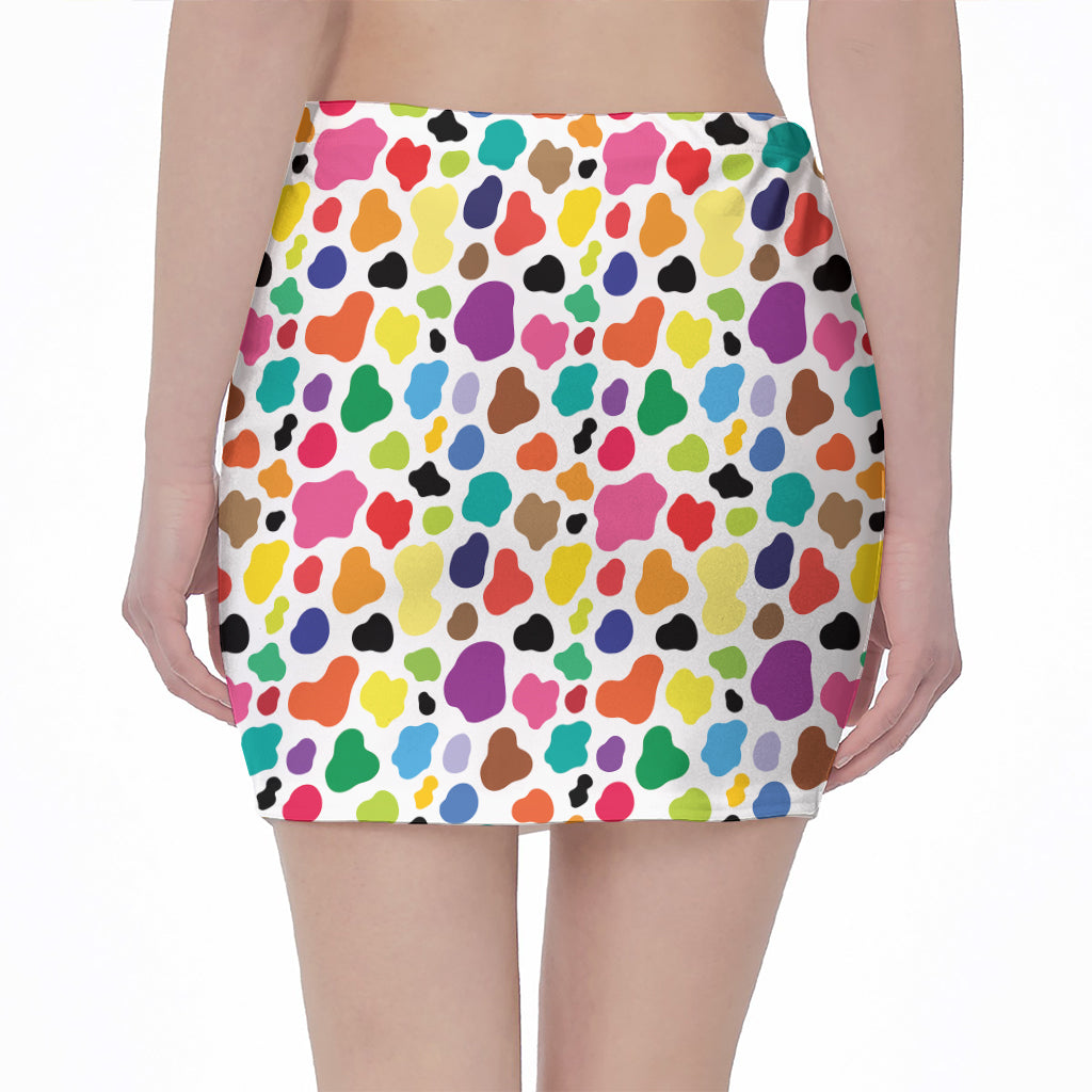 Colorful Cow Pattern Print Pencil Mini Skirt