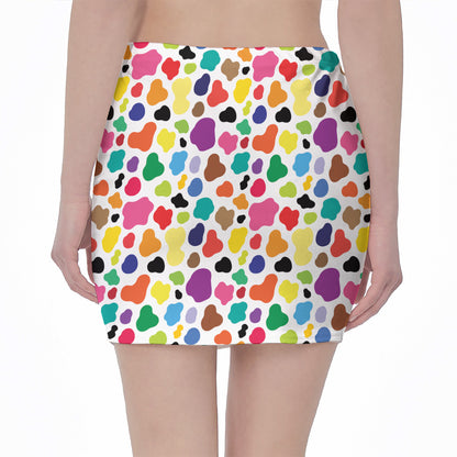 Colorful Cow Pattern Print Pencil Mini Skirt